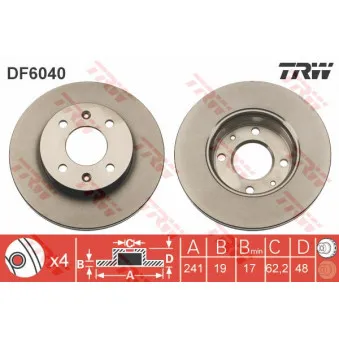 Jeu de 2 disques de frein avant TRW OEM BSG 40-210-018