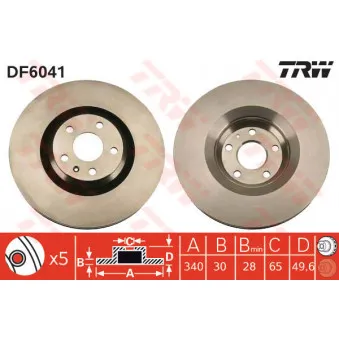 TRW DF6041S - Jeu de 2 disques de frein avant