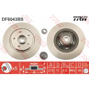 Jeu de 2 disques de frein arrière TRW OEM DDF1734-1