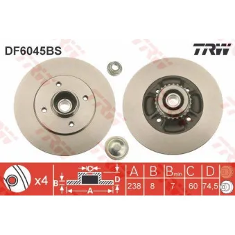 TRW DF6045BS - Jeu de 2 disques de frein arrière