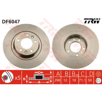 TRW DF6047 - Jeu de 2 disques de frein arrière