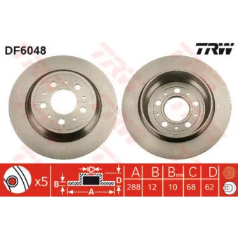 TRW DF6048 - Jeu de 2 disques de frein arrière