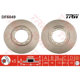 TRW DF6049 - Jeu de 2 disques de frein arrière