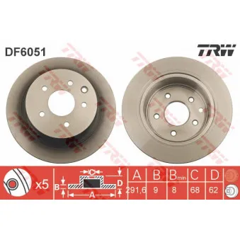 TRW DF6051 - Jeu de 2 disques de frein arrière