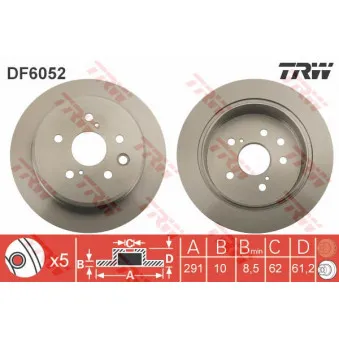 Jeu de 2 disques de frein arrière TRW OEM DDF1815