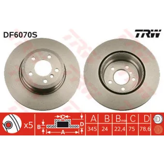 Jeu de 2 disques de frein arrière TRW OEM 24.0124-0216.1