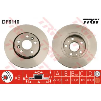 Jeu de 2 disques de frein avant TRW DF6110
