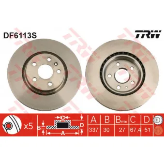 TRW DF6113S - Jeu de 2 disques de frein avant