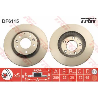 Jeu de 2 disques de frein avant TRW DF6115