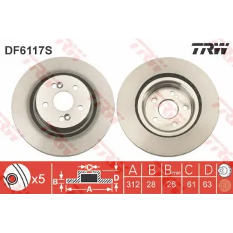 Jeu de 2 disques de frein avant TRW OEM D61264.10