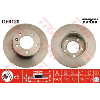 TRW DF6120 - Jeu de 2 disques de frein arrière