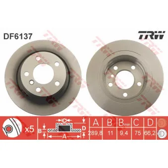 Jeu de 2 disques de frein arrière TRW OEM BSG 15-210-037