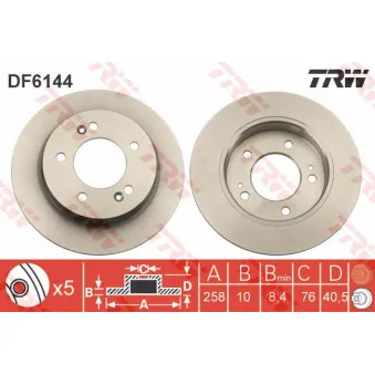 Jeu de 2 disques de frein arrière TRW DF6144