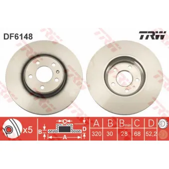 Jeu de 2 disques de frein avant TRW DF6148