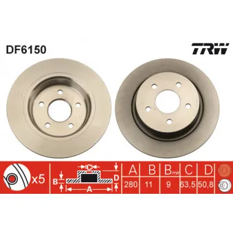TRW DF6150 - Jeu de 2 disques de frein arrière