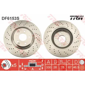 TRW DF6153S - Jeu de 2 disques de frein avant
