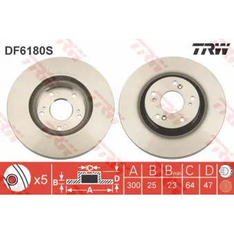 TRW DF6180S - Jeu de 2 disques de frein avant