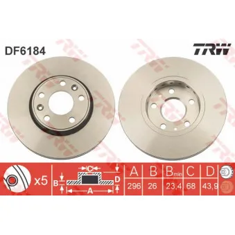 Jeu de 2 disques de frein avant TRW DF6184