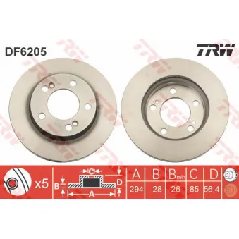 TRW DF6205 - Jeu de 2 disques de frein avant