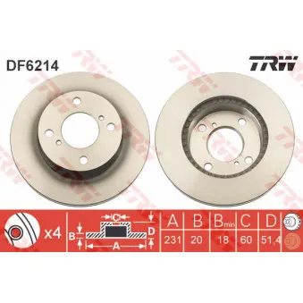 Jeu de 2 disques de frein avant TRW DF6214