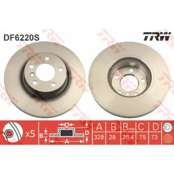 TRW DF6220S - Jeu de 2 disques de frein avant