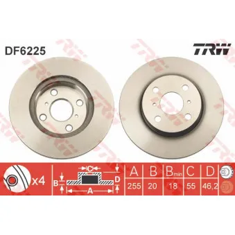 TRW DF6225 - Jeu de 2 disques de frein avant