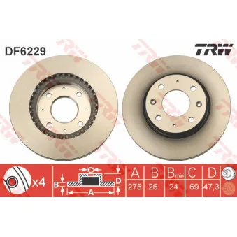 TRW DF6229 - Jeu de 2 disques de frein avant