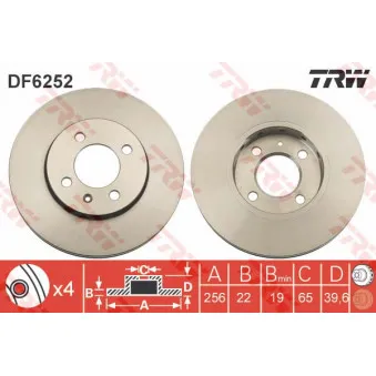 Jeu de 2 disques de frein avant TRW DF6252