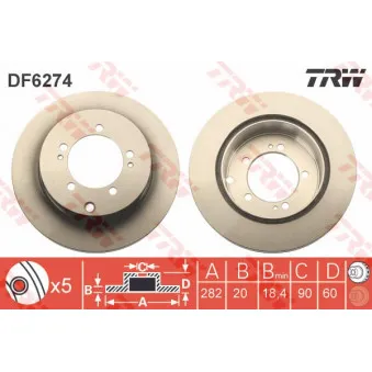 TRW DF6274 - Jeu de 2 disques de frein arrière