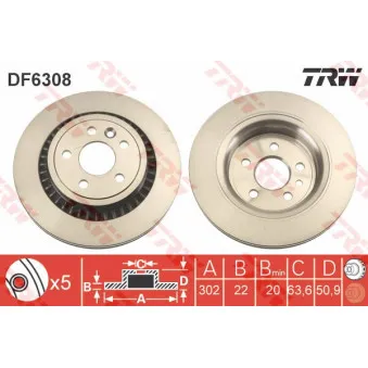 TRW DF6308 - Jeu de 2 disques de frein arrière