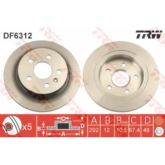 TRW DF6312 - Jeu de 2 disques de frein arrière