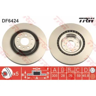 Jeu de 2 disques de frein avant TRW OEM 60-00-0227C