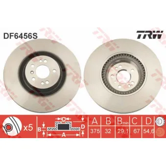 TRW DF6456S - Jeu de 2 disques de frein avant