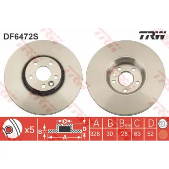 Jeu de 2 disques de frein avant TRW DF6472S