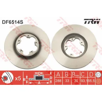 TRW DF6514S - Jeu de 2 disques de frein avant