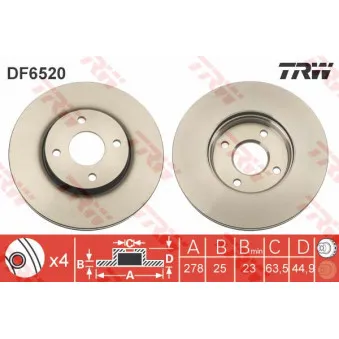Jeu de 2 disques de frein avant TRW DF6520