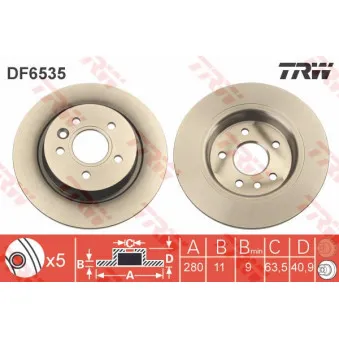 TRW DF6535 - Jeu de 2 disques de frein arrière