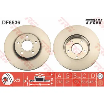 Jeu de 2 disques de frein avant TRW OEM ADF124359