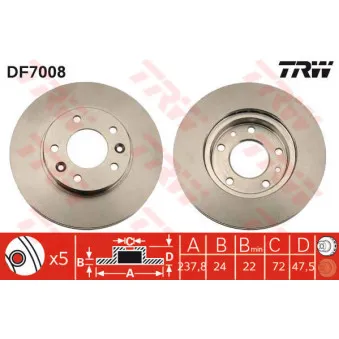 Jeu de 2 disques de frein avant TRW OEM 0K55233251