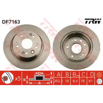 Jeu de 2 disques de frein arrière TRW DF7163