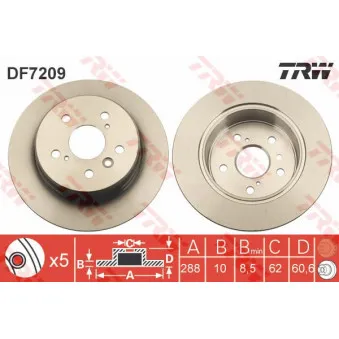 Jeu de 2 disques de frein arrière TRW DF7209