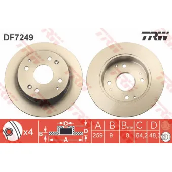 TRW DF7249 - Jeu de 2 disques de frein arrière
