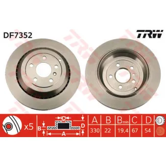 TRW DF7352 - Jeu de 2 disques de frein arrière