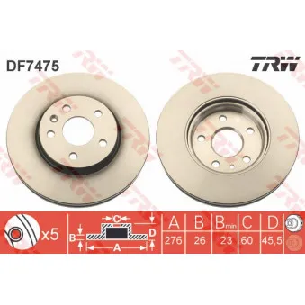TRW DF7475 - Jeu de 2 disques de frein avant