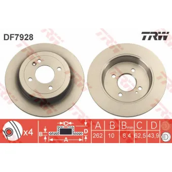 TRW DF7928 - Jeu de 2 disques de frein arrière