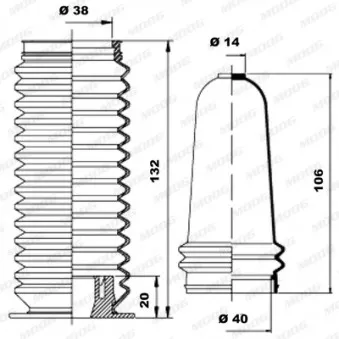 Jeu de joints-soufflets, direction MOOG OEM 406632