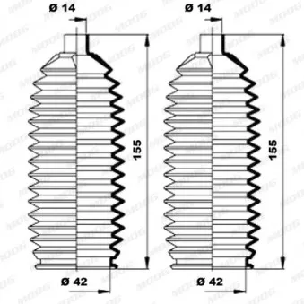 Jeu de joints-soufflets, direction MOOG K150200