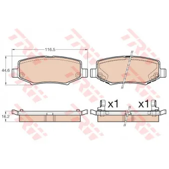 Jeu de 4 plaquettes de frein avant TRW OEM 287042300159