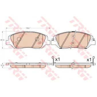 Jeu de 4 plaquettes de frein avant TRW GDB3574
