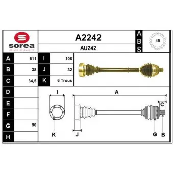 SNRA A2242 - Arbre de transmission